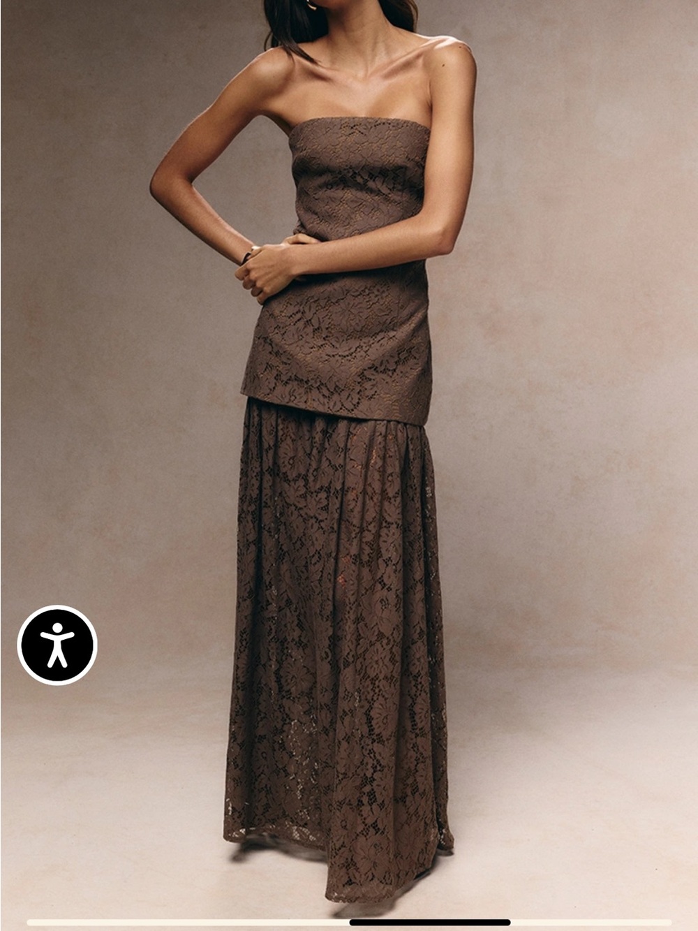 Pretty Little Thing taupe lace dress